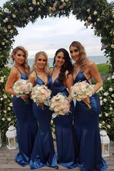 Fabulous Blue Mermaid Spaghetti Strap Bridesmaid Dress, Wedding Party Dresses